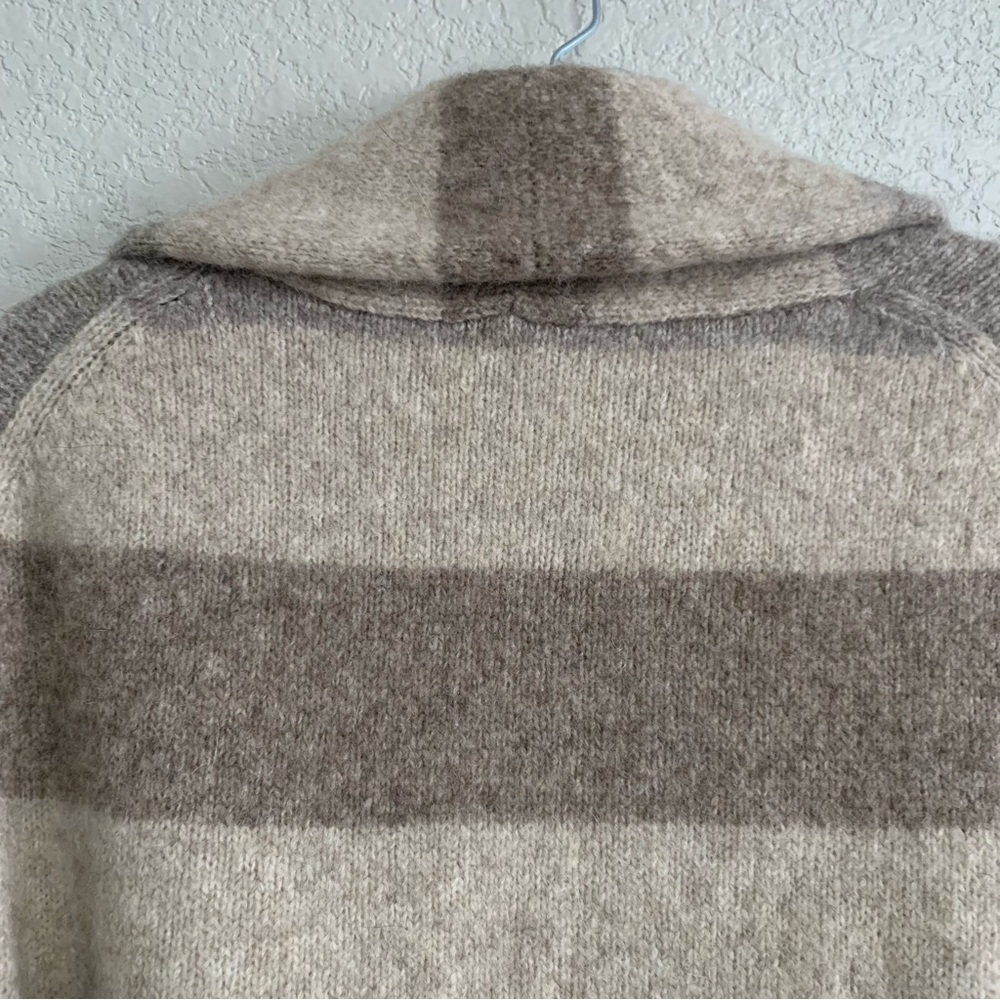 Jenni Kayne Belted Sweater Coat Cardigan Womens XS Wool Long Striped Pockets - Picture 11 of 16